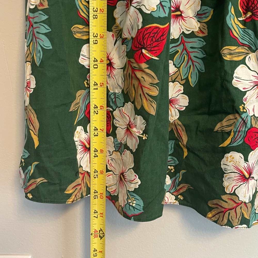 Tamare Hawaiian Islands Vintage Green Floral Muumuu Dress XL Cotton Made in USA - Picture 6 of 8